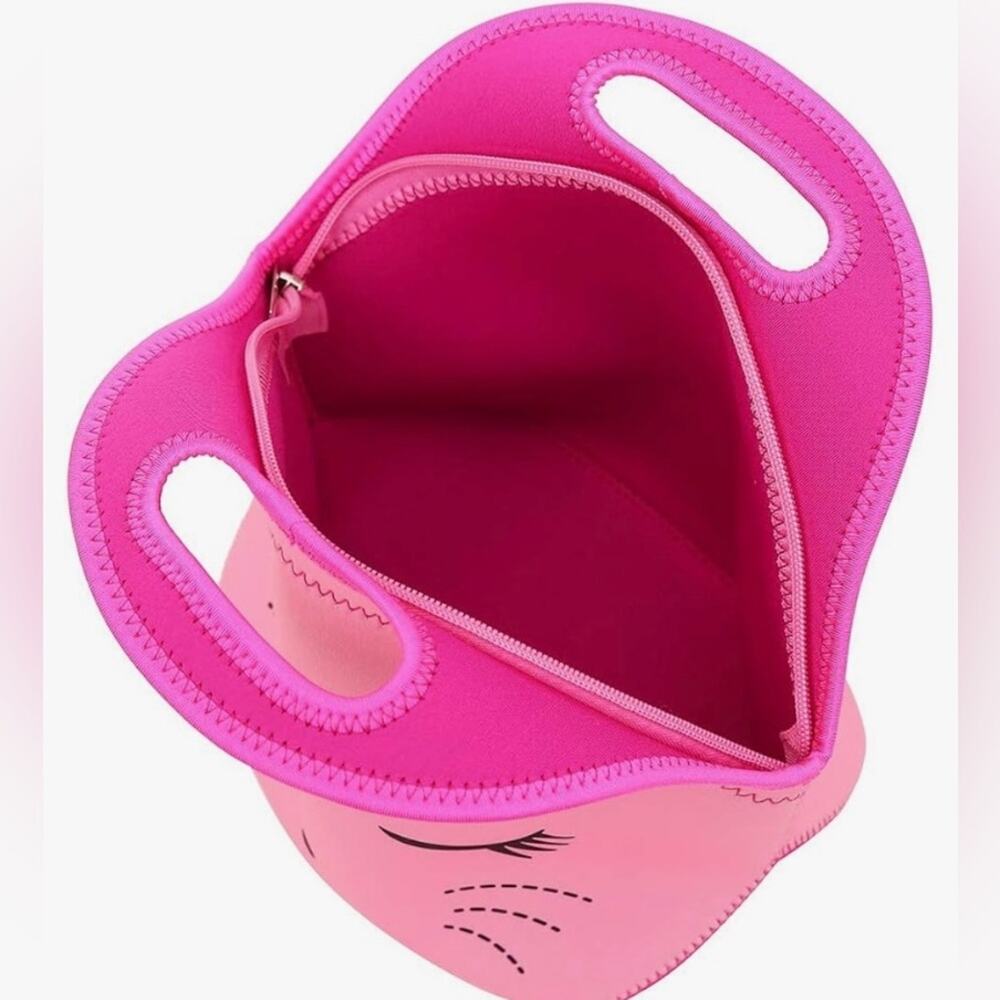 Efree Pink Kitty Cat School Backpack with Lunch Bag Gold Rhinestone Accents - Picture 4 of 4